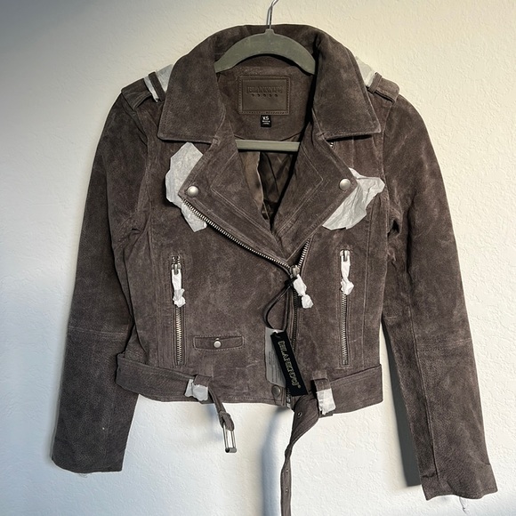 Blank NYC Jackets & Blazers - BLANKNYC Grey Suede Leather Moto Jacket XS NWT